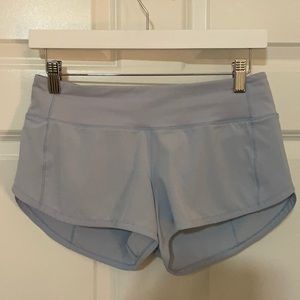 Lululemon speed shorts in powder blue